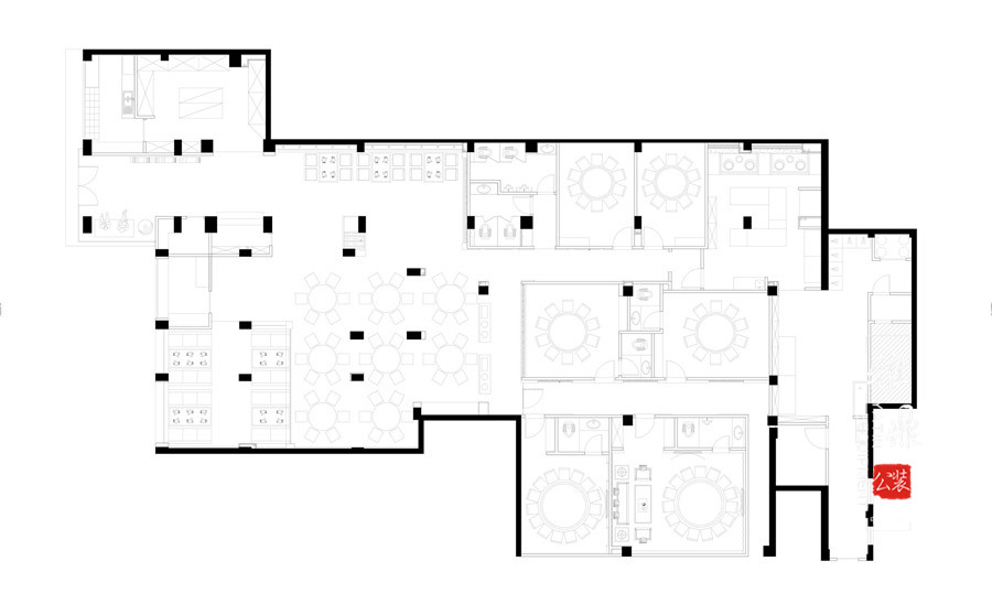 雅鼎公装餐厅装修设计案例：四方阁酒楼中餐厅装修设计（图12）