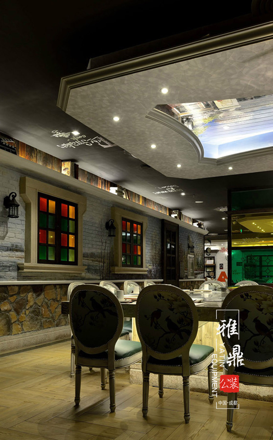 雅鼎公装餐厅装修设计案例：香榭印象私房烤肉餐厅装修设计（图10）