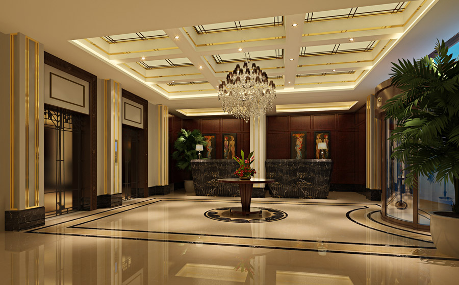 雅鼎公装酒店装修设计案例：新港商务酒店装修设计（图1）