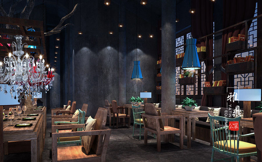 雅鼎公装咖啡厅装修设计案例：冰火之恋西餐咖啡厅装修设计（图4）