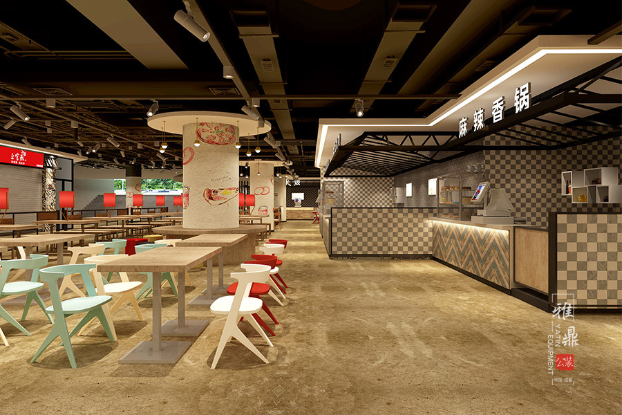雅鼎公装餐厅装修设计案例：重百美食广场餐厅装修设计（图7）