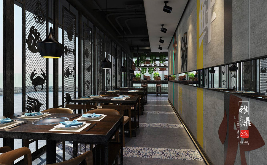 雅鼎公装餐厅装修设计案例：炙热三国烤肉餐厅装修设计（图14）