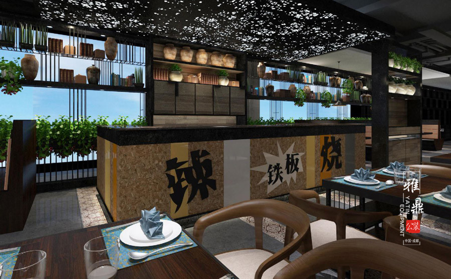 雅鼎公装餐厅装修设计案例：炙热三国烤肉餐厅装修设计（图10）