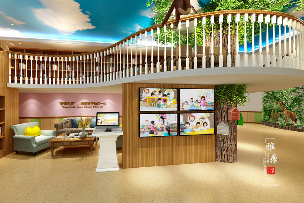 雅鼎公装幼儿园装修设计案例：德道国际幼儿园装修设计大厅休息区