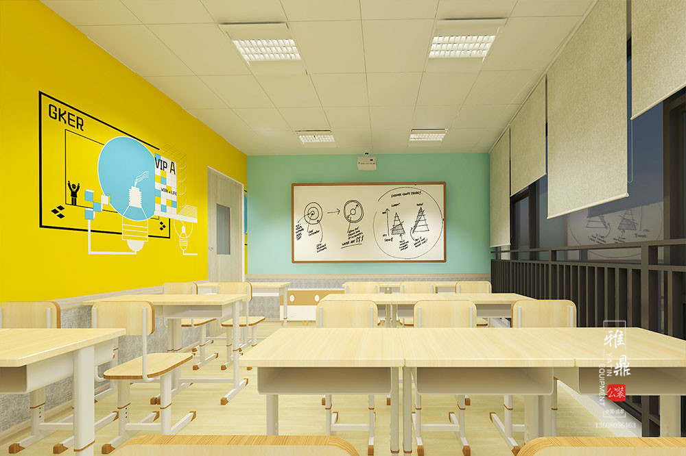 雅鼎公装培训学校装修设计案例：爱米斯教育培训学校装修设计教室（图2）