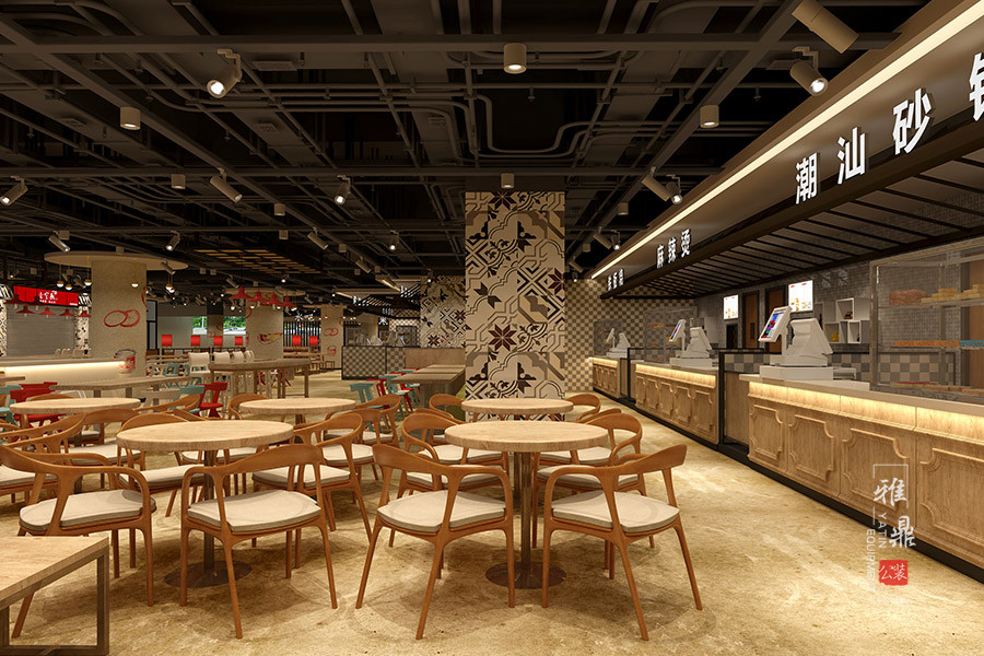 雅鼎公装餐厅装修设计案例：重百美食广场餐厅装修设计（图2）