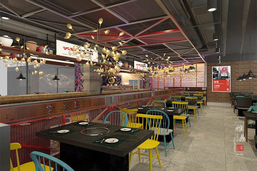 雅鼎公装餐厅装修设计案例：汉釜宫牛排烤肉餐厅装修设计（图2）